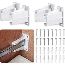 AceOrbit 2 Pair Rear Drawer Mounting Bracket Compatible with 1284-3 Replacement Plastic White Durable Slides Track Socket Back Plates Rail Mounting Brackets Left and Right for Repairing Replacing