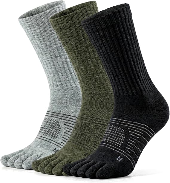 Merino Wool Blend Toe Socks for Men Women,Lightweight Moisture Wicking Thin Socks, 3 Pairs
