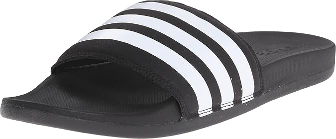 adidas Men's Adilette Comfort Adjustable Slide Sandal, black/ white, US