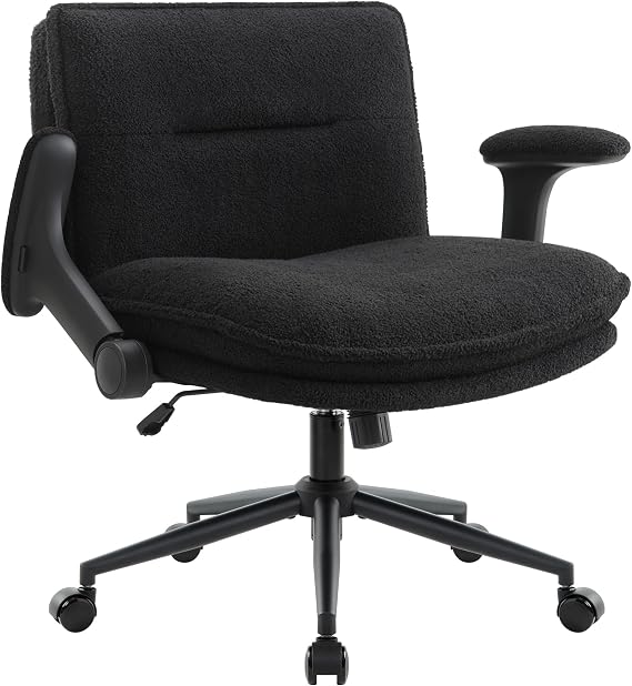 IWMH Criss Cross Office Chair with Flip-Up Arms and Wheels Upholstered Wide