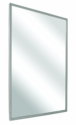 Bradley Emergency Fixtures 781-018240 Roll-Formed Channel Frame Float Glass Mirror, 18 Width x 24 Height