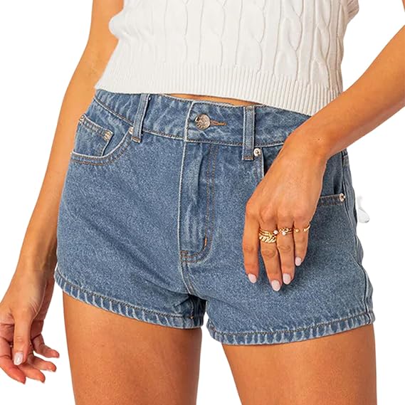 Women's Summer Skinny Denim Shorts High Rise Bow Jeans Short Slim Fit Going Out Stretchy Denim Short with Pockets
