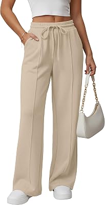 GRECERELLE Sweatpants Women Wide Leg High Waisted Baggy Pants Drawstring Workout Active Joggers Lounge Pants