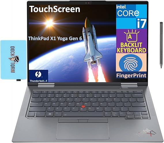 Lenovo ThinkPad X1 Yoga Gen 6 14" FHD+ IPS, Touchscreen, 500 Nits, 2-in-1 Laptop (Intel i7-1165G7, 16GB RAM, 512GB SSD, Backlit KYB, Fingerprint, 2 Thunderbolt 4, Active Pen, Win11P) w/DKZ Hub