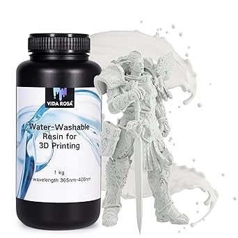 Water Washable 3D Printer Rapid Resin 1KG,LCD Photopolymer Resin for LCD/DLP 3D Printing, Standard UV 405nm Curing Resin, Fast-Curing, High Rrecision, White, JW-3D1KG-WH