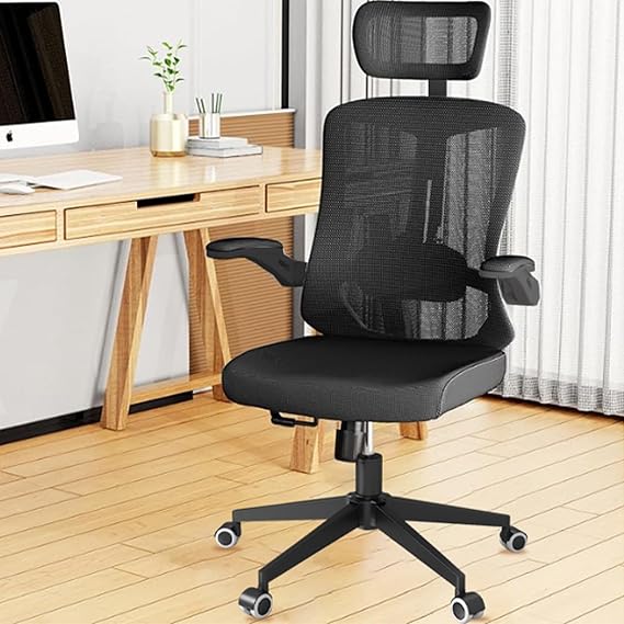 Mesh Office Chair, Ergonomic with Lumbar Support, Black, Modern Style, Mesh Back, 90-135 Tilt Lock, 300lbs Max Weight, Office Use