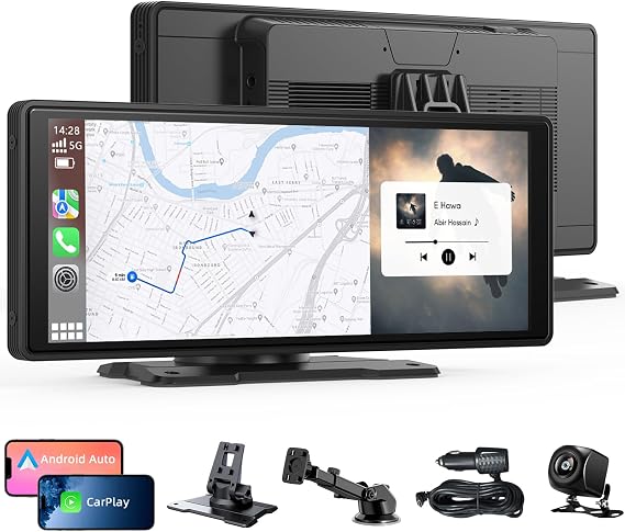 10.26" Wireless Carplay Screen with 4K Front Cam +1080P Backup Camera