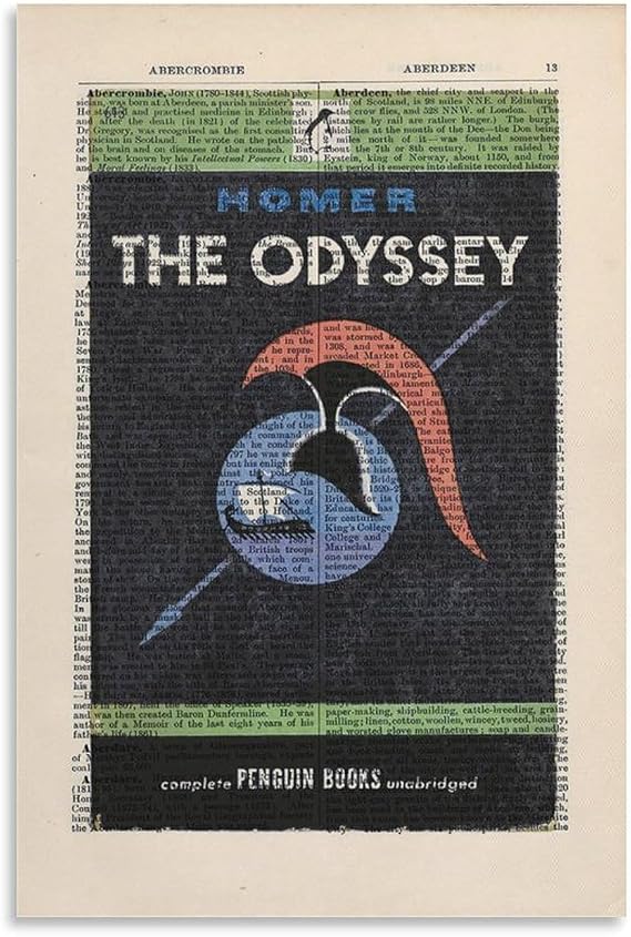 Book Cover Posters The Odyssey by Homer Canvas Wall Art Poster For Room Aesthetic And Decor Canvas Painting Posters And Prints Wall Art Pictures for Living Room Bedroom Decor 20x30inch(50x75cm) Unfra