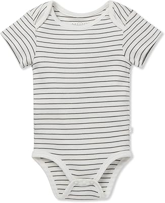 MORI Baby Short Sleeve Bodysuit for Boys and Girls - Viscose from Bamboo - Infant Romper Envelope Neck Nickel Free Popper
