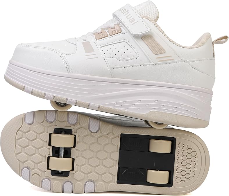 Roller Skate Shoes for Girls&Boys, Trainers Skating with Retractable 4 Wheels-Stylish for Kids, Enhanced Safety Roller Sneakers - Perfect for Party, Birthday, Easter, Christmas