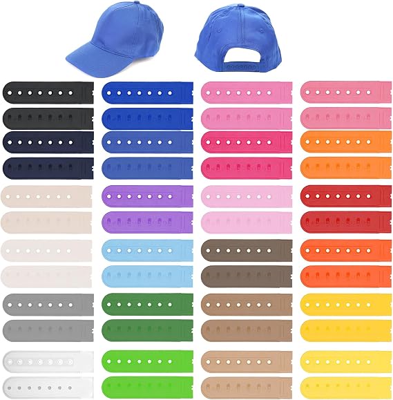 24 Pairs 24 Colors Snapback Strap Covers, 7-Hole Adjustable Hat Snap Replacement, Plastic Replacement Hat Extender Snapback for Baseball Hats, Cowboy Hats and Snapbacks Hatt