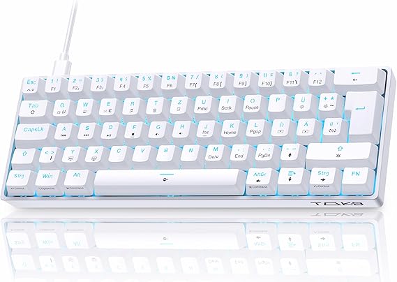TMKB T61SE Gaming Mechanical Keyboard with German QWERTZ Layout Red Switch White