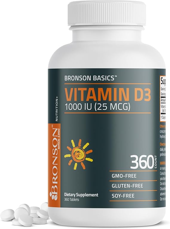 Bronson Vitamin D3 1000 IU (25mcg) Low Dose Vitamin D, 360 Tablets