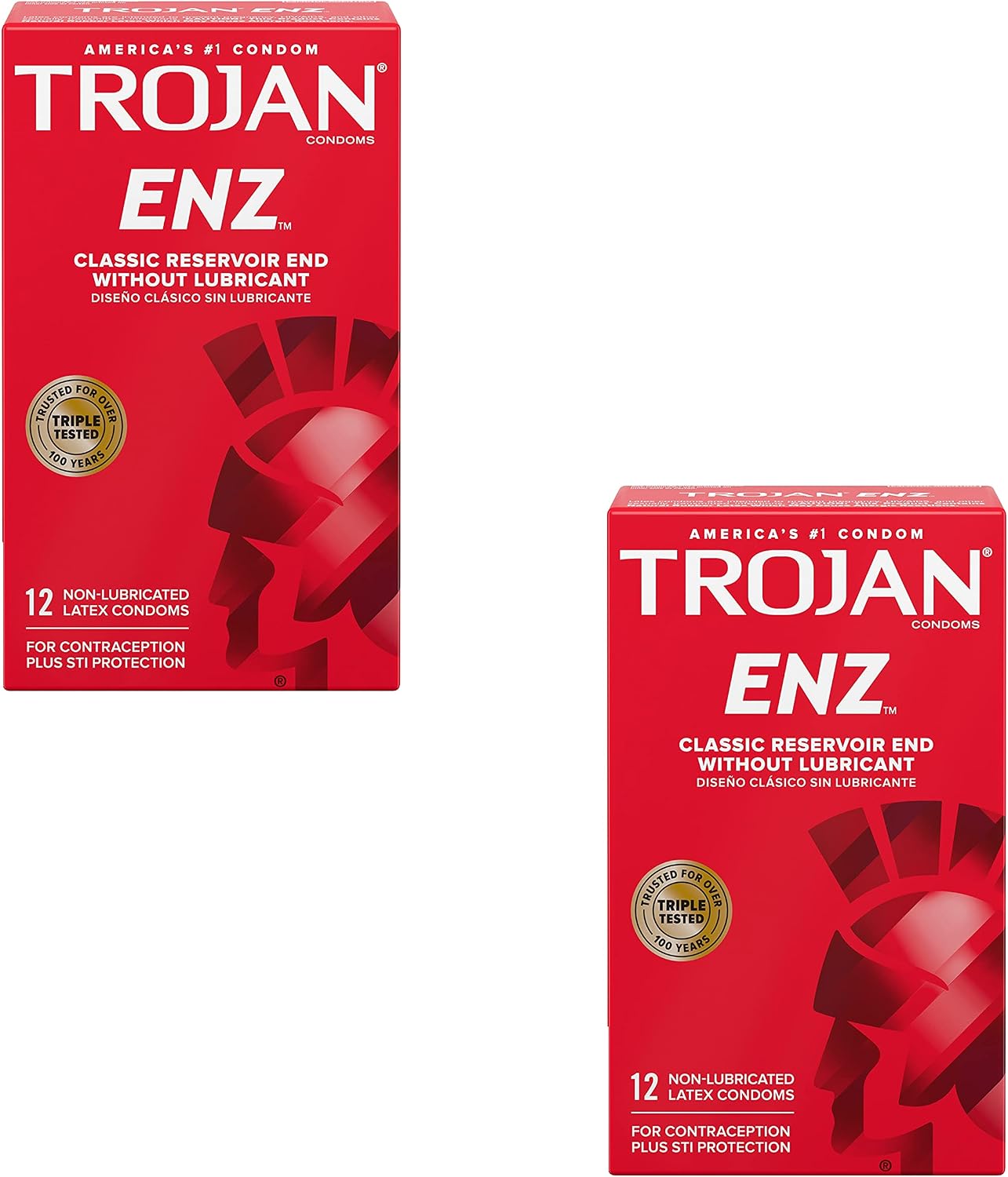 Trojan Enz Non-lubricated Condoms, 12 Count Pack of 2