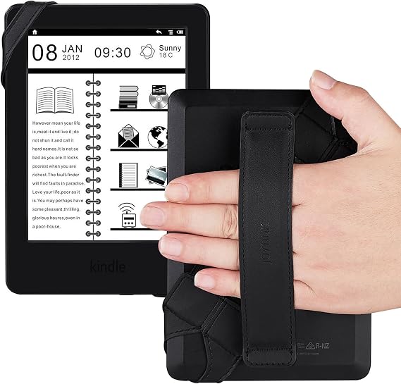 Generic Tablet Hand Strap Holder, Joylink 360 Degrees Swivel Leather Handle Grip with Elastic Belt, Secure & Portable for 6"-7 Tablets (Amazon Fire Huawei ASUS Samsung),Black