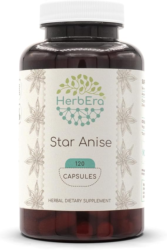 Star Anise 120 Capsules, 500 mg, Star Anise (Illicium verum) Dried Seed (120 Capsules)
