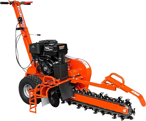 15HP Walk-Behind Powered Trencher with Gasoline Engine,with Electric Start - 420cc 4-Stroke Engine,24-Inch Digging Depth - Heavy Duty Chain Trencher for Digging Ditches in Gardens, Farms