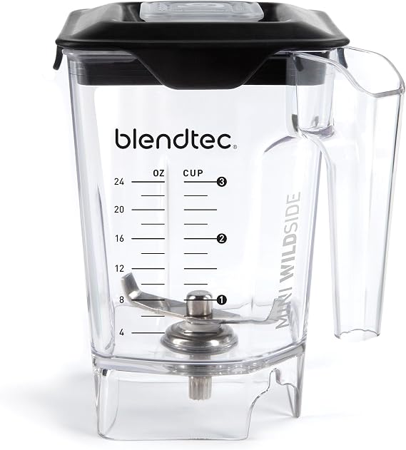 Blendtec Mini WildSide (46 oz), Five Sided, Personalized Blender Jar Vented Latching Lid, BPA-free, Clear | Five-Sided Personalized Blender Jar with Vented Latching Lid, BPA-Free, Compatible with Blendtec Blenders