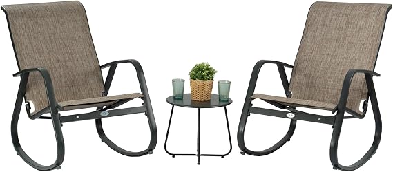Kozyard 3-Piece Outdoor Rocking Chair Set, Patio Bistro Set
