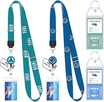 2 Pack Cruise Lanyard for Ship Cards with Phone Lanyard Retractable Cruise Lanyards Badge Reel Waterproof ID Badge Holder Luggage Tags Cruise Essentials Accessories