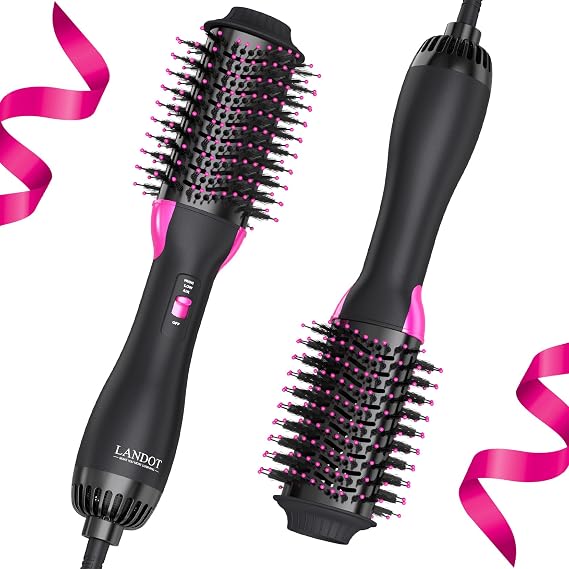 Hair Blow Dryer Brush - 60mm Hot Air Brush for Volumizing & Smooth Blowouts | Ionic Anti-Frizz, Anti-Tangle Nylon Pins, Fast Drying Smoothing, 3 Heat/2 Speed Settings, All Hair Types, Salon-Style at Home