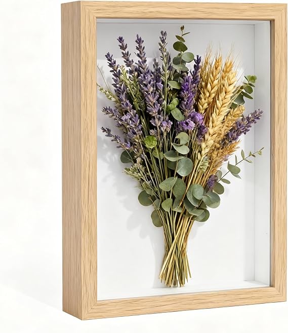 3D Shadow Box, 21 x 29.7cm Picture Frame, Deep Box Photo Frame Deep Frames Display Boxs Wooden Deep Boxs Square Photo Frames for Medal Flower & Crafts Display(Wood Color)