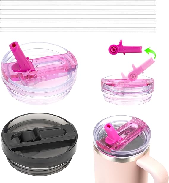 Zenbo 40oz Tumbler Flip Straw Lid for Stanley Quencher ProTour Cup, Leak Proof Replacement Lid with Detachable Straw Fits for Stanley 40oz Quencher H2.0 Tumblers, Accessories for Stanley Cup -2 Pack