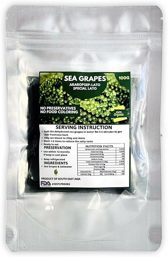 Sea grapes Aropsep-Lato (Special Lato) 100g - Green Caviar, Dehydrated Seaweed