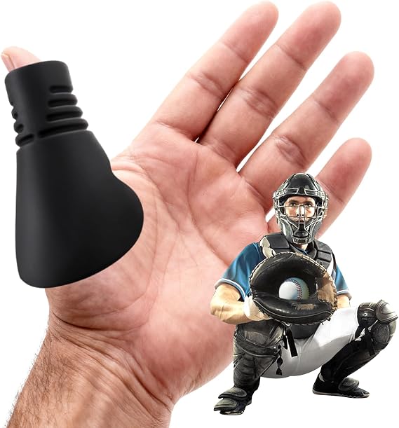 Baseball Catcher Thumb Guard - Grooved Silicone Thumb Protector for Catcher's Mitt - Shock Absorption Shield for Thumb Jams and Over-Extension - Baseball and Softball, Adult and Youth