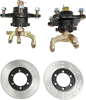 Front Wheel Hub 4 Stud Steering Knuckle Spindle Go Kart Front Brake Disc Rotor Steering Knuckle Assembly for 125cc-250cc All Terrain Vehicle 4 Wheel Kart Dirt Bike ATV UTV (With Caliper)
