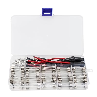 10Pcs 6 x 30mm Inline Screw Type Fuse Holder with 16AWG Wire  100pcs Fast Blow Glass Tube Fuse Assorted Kit 250V 0.5A  1A  2A  3A  5A  10A  15A  20A  25A  30A