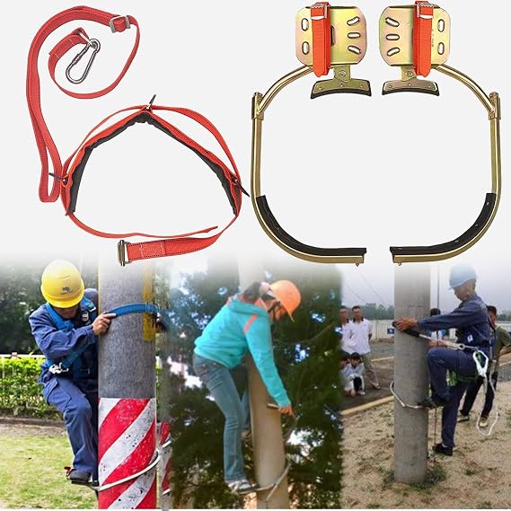 Adjustable Pole Climbing Spikes, Electrician Concrete Wooden Pole Climbing Foot Buckle, Portable Anti-slip Tree Climbings Gear for Picking Fruit Coconut(450mm/17.7")