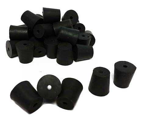 RS-3-1 Rubber Stoppers, Size 3, Drilled 1-Hole (1-Pound Pack),Black