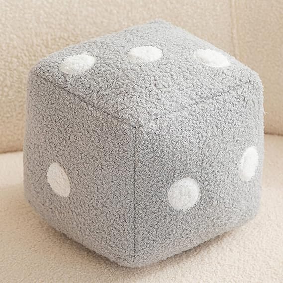 Faux Lambs Wool Square Pouf Ottoman,Fuzzy Soft Bean Bag Cube Stool with Invisible Zipper,Cartoon Foot Rest Stool for Living Room Bedroom(30x30cm(12x12), Grey)