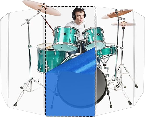 PENNZONI Drum Shield 4ft Single Panel w/ Plastic Hinges, Premium Clear Acrylic Panel, Drum Screen