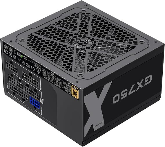 GAMEMAX GX-750 80 Plus Gold Power Supply, LLC and DC-DC Circuit, FDB Fan, Fully Modular, Black