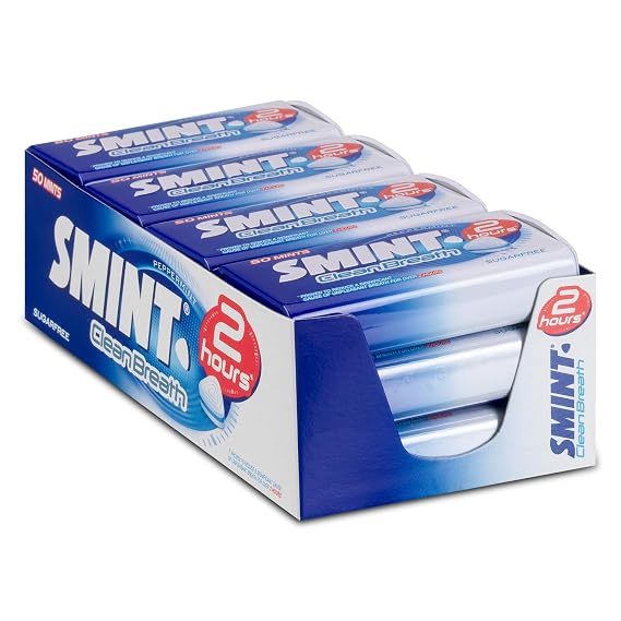 Smint Breath Mints | Smint 2 Hours Clean Breath Peppermint | Pack of 12 Smint breath mints | Sugar Free Mints | Smint Mints | 14 Oz | 420 Gr
