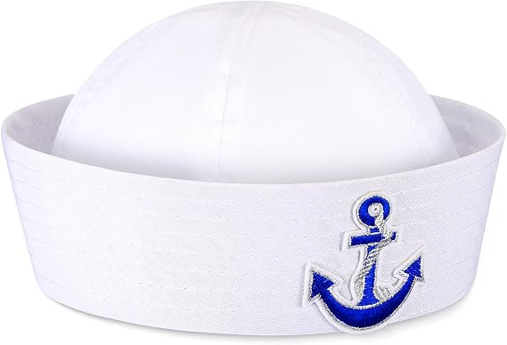 Sailor Hat White Yacht Boat Captain Hat Nautical Hats Sailor Cap for Men Women Halloween Costume Accessories (Stylish Style)
