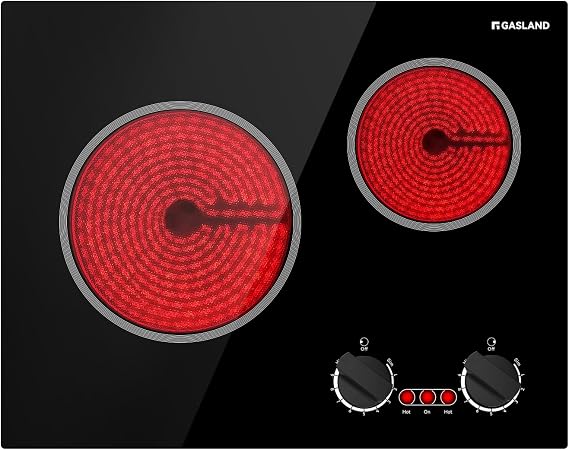 GASLAND 21 Inch 2 Burner Electric Cooktop, Knob Control, 220-240V | UL Certified, 3700W Fast Heating, 9 Heat Levels, Knob Control, Ideal for Apartments & Small Kitchens
