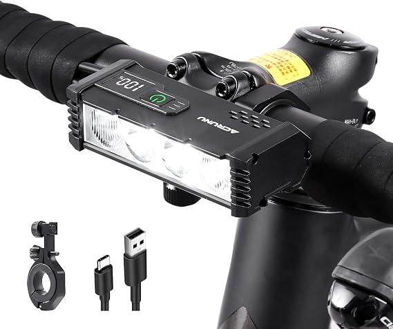 Super Bright LED Bike Light, USB Rechargeable Bicycle Headlight, Waterproof Bike Headlight, Waterproof Bike Headlight with Power Display, MTB Off-Road Cycling Commuting