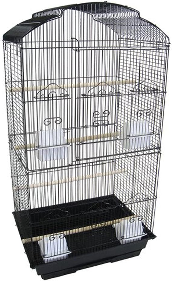 YML 3/8-Inch Bar Spacing Tall Shell Top Bird Cage, 18-Inch by 14-Inch, Black
