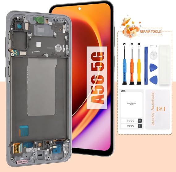Not Original Screen for Samsung Galaxy A56 5G Screen Replacement for Samsung A56 LCD Screen SM-A566V, SM-A566B Touch Display Digitizer Assembly Repair Parts with Frame(Black No Fingerprint Function)