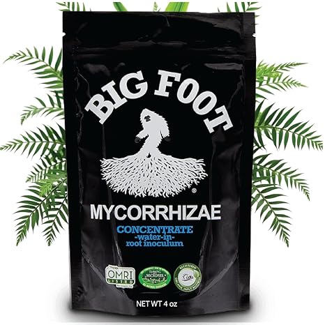 Big Foot Water Soluble Mycorrhizae Rooting Powder Organic Plant Food 4 oz | Mix in Water, USA Made, Root Booster, Pet and Kid Safe, For Established Plants and Houseplants, OMRI Listed, CDFA Certified