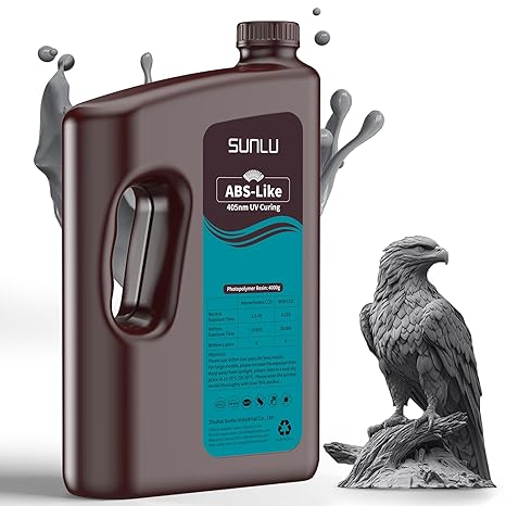SUNLU 4KG ABS Like 3D Printer Resin, 405nm UV Curing Photopolymer Rapid 3D Resin for 2K 4K 6K 8K LCD/DLP/SLA 3D Printers, Non-Brittle & High Precision & Low Shrinkage, 4000g Dark Grey