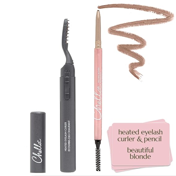 Chella Eye Duo: Eyebrow Pencil (Blonde) & Heated Lash Curler