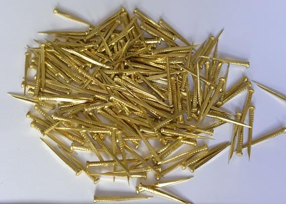 Solid Brass Nails Tacks for Shoes Boots Leather Heels Soles Repairs Replace 2 oz (Bulldog Clinching Nails 6/8")