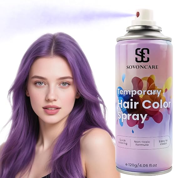 SOVONCARE Purple Temporary Hair Color Spray for Kids & Adults, 4.06 oz