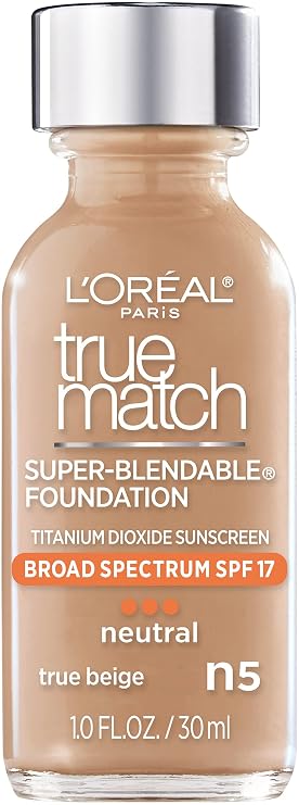 LOreal Paris Makeup True Match Super-Blendable Liquid Foundation, True Beige N5, 1 Fl Oz,1 Count
