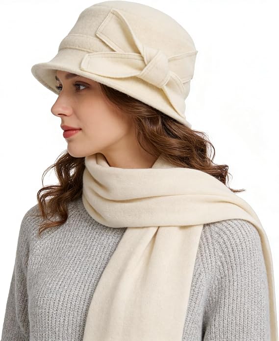 Women Vintage Felt Bucket Hat Winter Wool Dress Beret Hat
