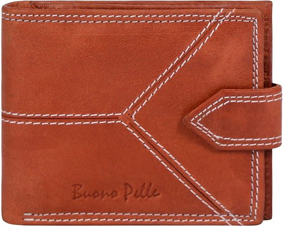 RFID Blocking Mens Designer Genuine Real Leather Wallet with Large Zip Coin Pocket/Pouch Gift Boxed (Distressed Crunch Tan)